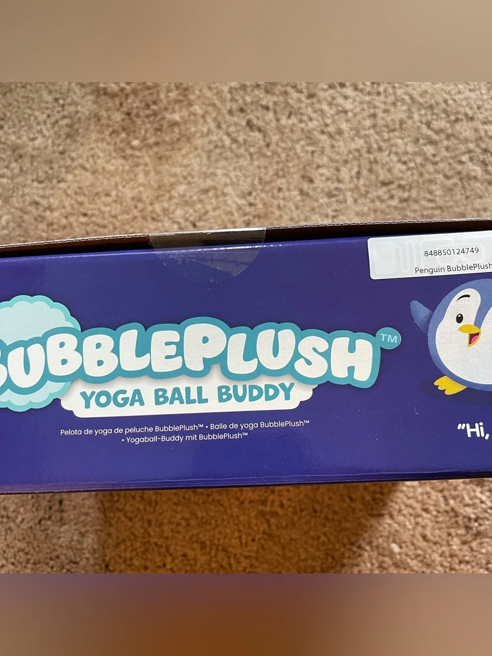 BNWT BubblePlush Yoga Ball Buddy - Blue Penguin Plush for Kids